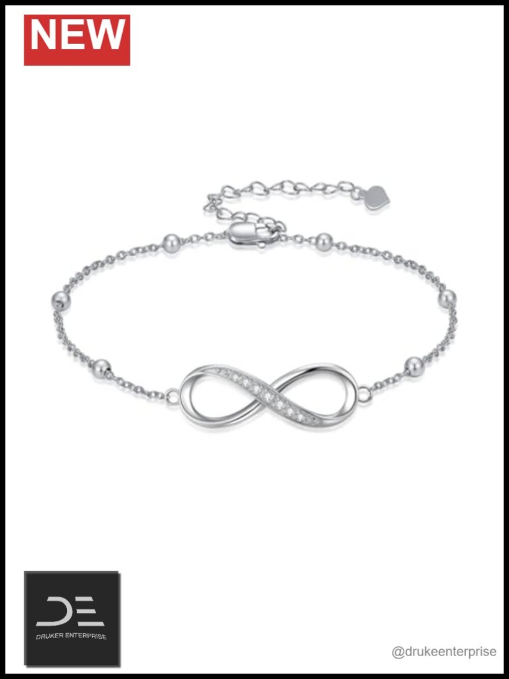 Diamond Infinity Bracelet 925 Sterling Silver Lab Grown Diamond Love Jewelry